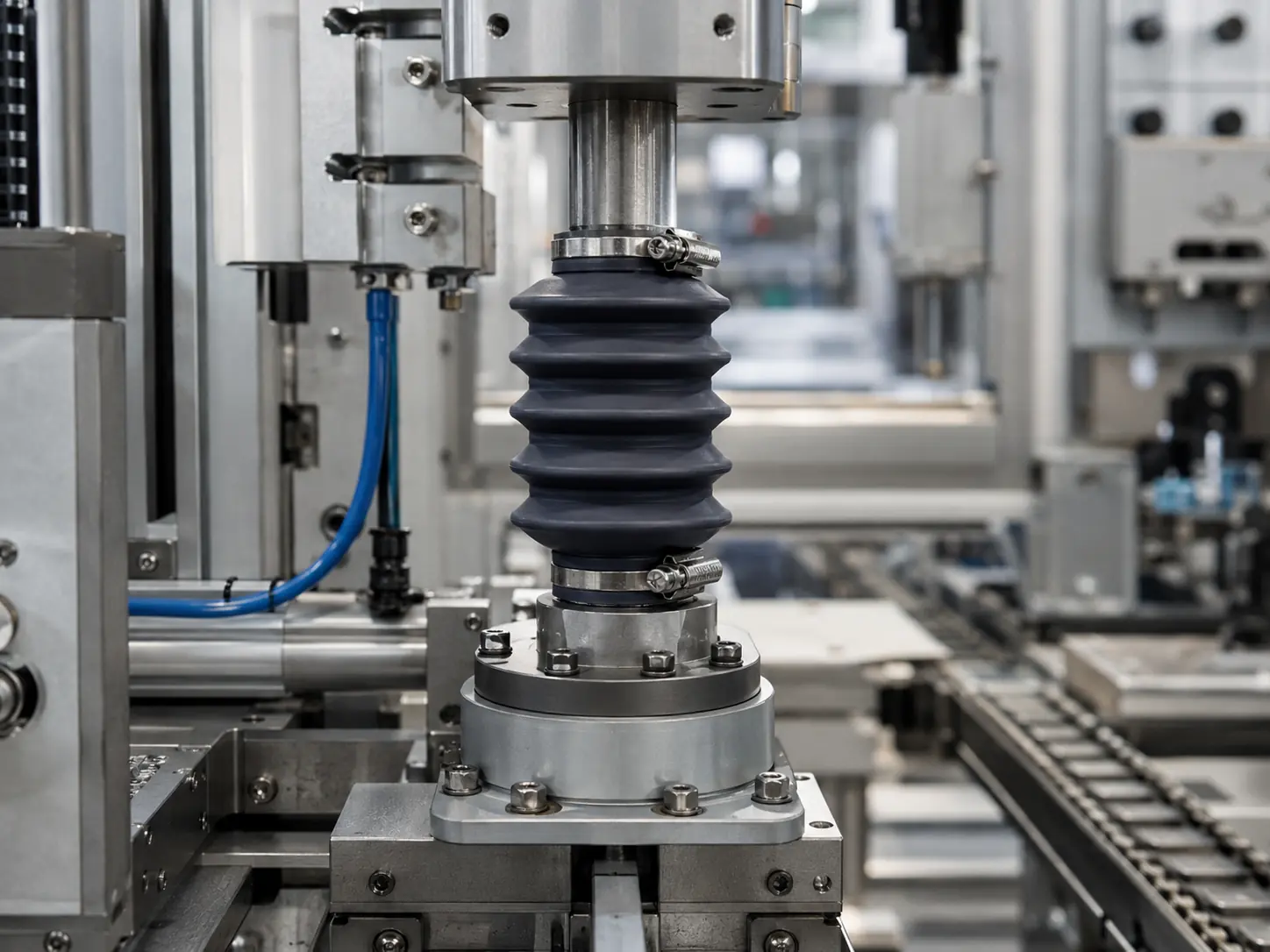 Silicone bellows installed in industrial automation equipment